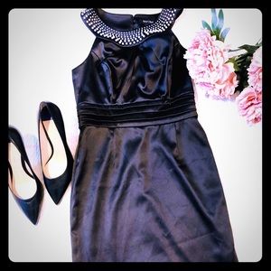 White House Black Market Satin Dress with Pearls